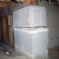 Collapsing crawl space support pillars Houston