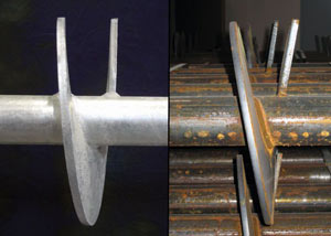 a proper and improper helical blade system in two different foundation piers in Jber.