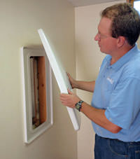 wall anchor covers installed in a foundation repair for a Sutton home.