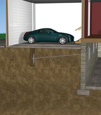 A street creep repair system implementing foundation wall anchors in a Yakutat home.