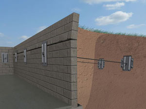 A graphic illustration of a foundation wall system installed in Yakutat