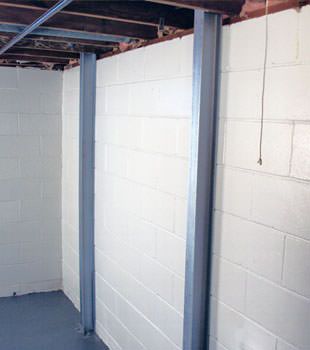 A PowerBrace™ i-beam foundation wall repair system in Anchorage