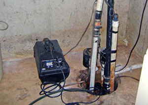 Pedestal sump pump system installed in a home in Talkeetna